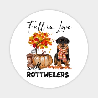 Fall In Love With Rottweilers Fall Pumpkin Thanksgiving Magnet